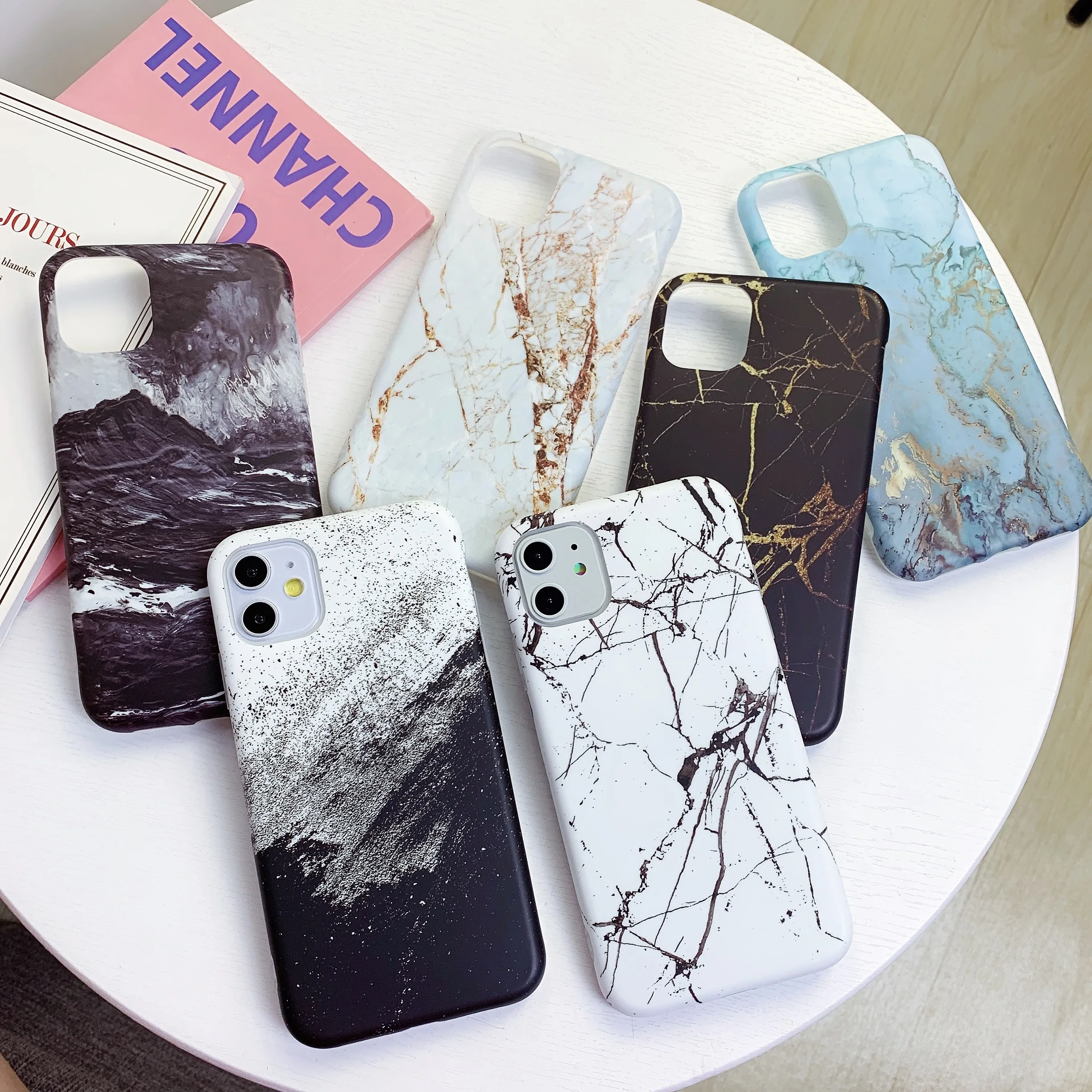 Для IPhone 11 Pro Max XR XS 6 6S 7 8 Plus X Глянцевая потрескавшаяся мраморная мягкая IMD
