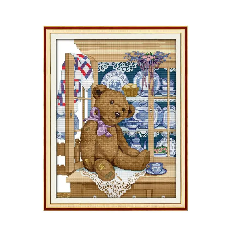 

The little bear in the cupboard cross stitch kit 14ct 11ct count print canvas stitching embroidery DIY handmade needlework