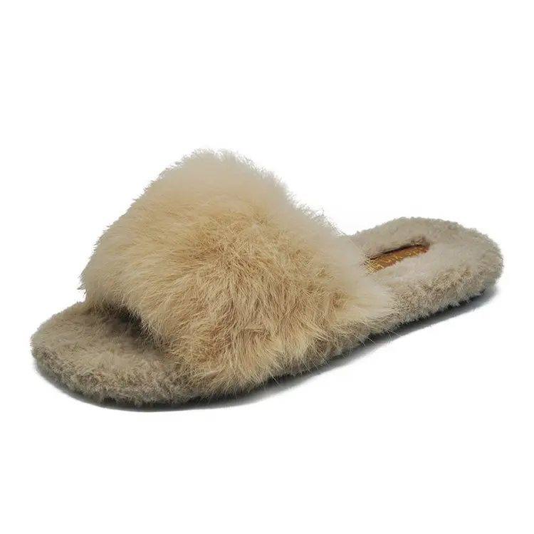 Natural Sheepskin Winter Warm Fur Slippers Women Home Shoes Indoor Slipper Luxury Wool Slippers Woman Casual Slippers