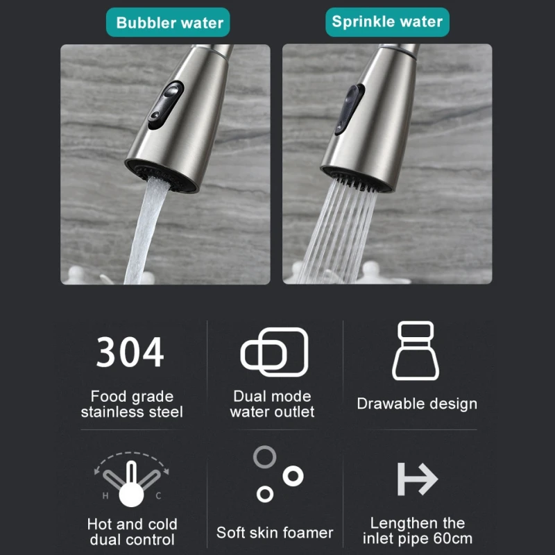 

Single Hole 360 Degree Brushed Nickle Faucets Water Mixer Tap Kitchen Faucet Blacked Single Handle Pull Down White Kitchen Tap