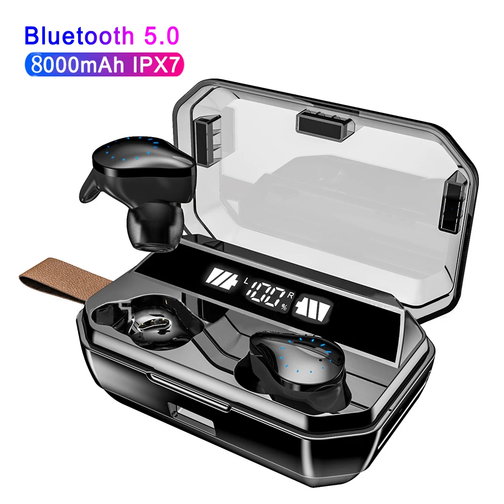 X12 KAYINUO 9D стерео HIFI bluetooth наушники 5,0 8000 мАч Внешний аккумулятор IPX7 Водонепроницаемая TWS беспроводная гарнитура с микрофоном сенсорной клавишей - Цвет: X12
