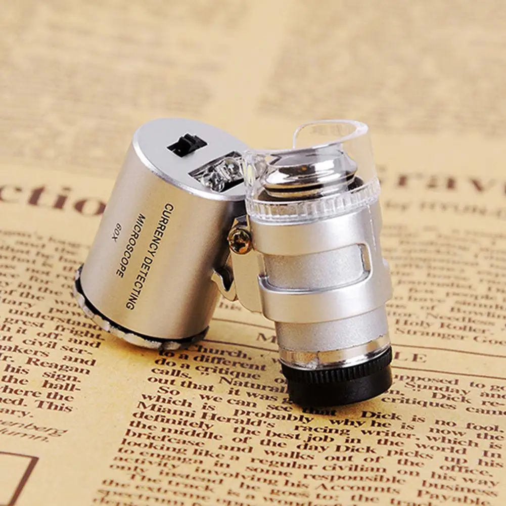 60X Mini Magnifying Loupe Jewelry Jewelers Pocket Magnifier Loop Eye Coins with Led Light 3.5*4*2cm | Инструменты