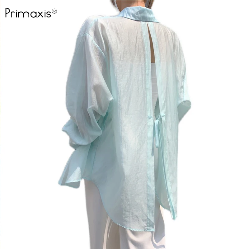 

Primaxis 2021 Summer Tencel Chiffon Loose Thin Long Sleeve Sunscreen Fashion New Clothes Shirt Women