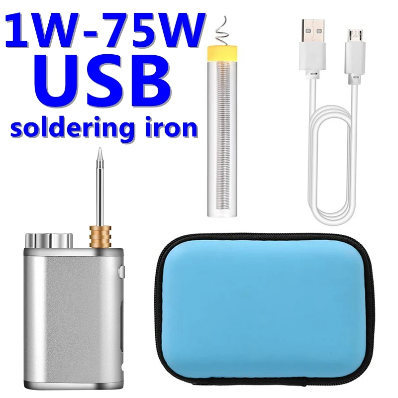 Беспроводной паяльник портативный с аккумулятором и зарядкой от USB 1 Вт-75 Вт