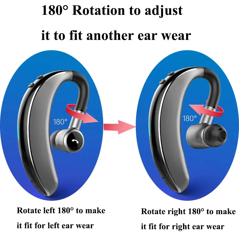 

Bluetooth 5.0 Headset Wireless Earphone Ear Hook with Mic 20 Hours talk time handsfree driving sport for iPhone huawei xiaomi UM