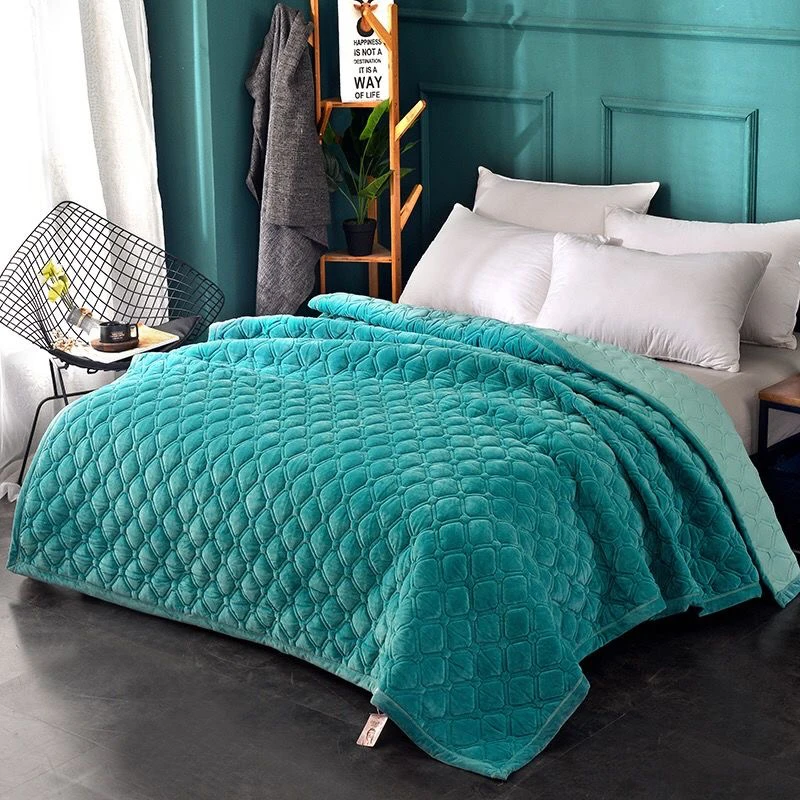 

Crystal Velvet Bed Sheet Solid Color Thickened Winter Warm Blanket AB Version Bed Cover Bedspread Home Decor