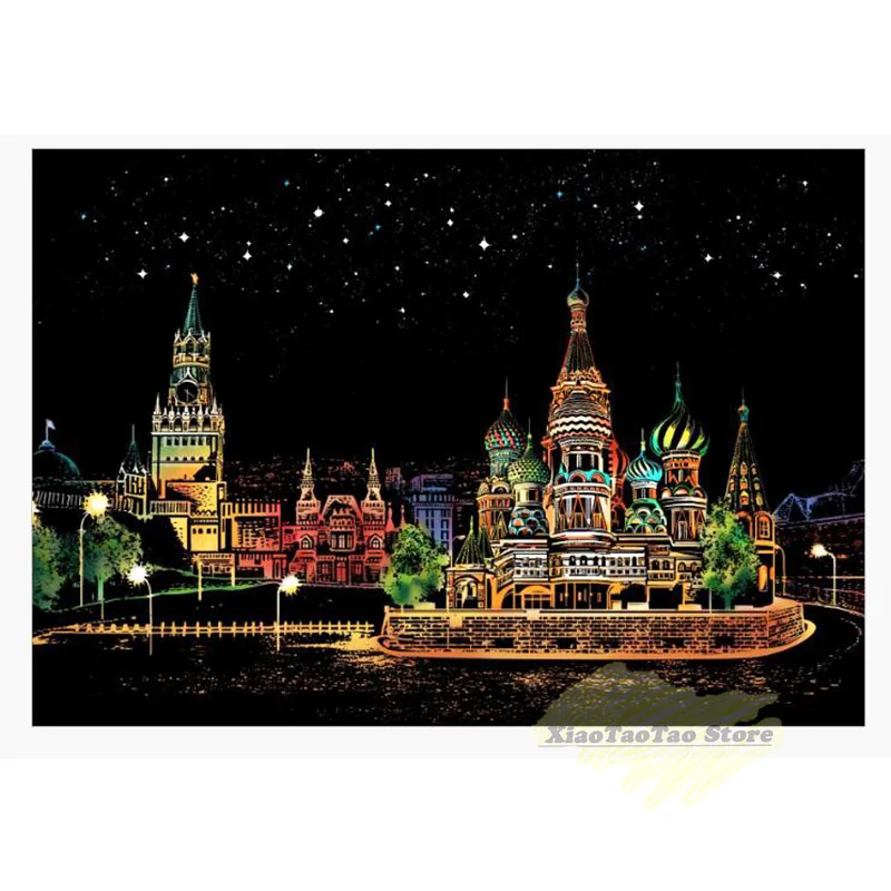 No paper bag Царапин Картины игрушка «сделай сам» с защитой от царапин картина Детская выскабливание Бумага DIY ремесло рисунок Рождество подарок на день рождения - Цвет: No paper bag