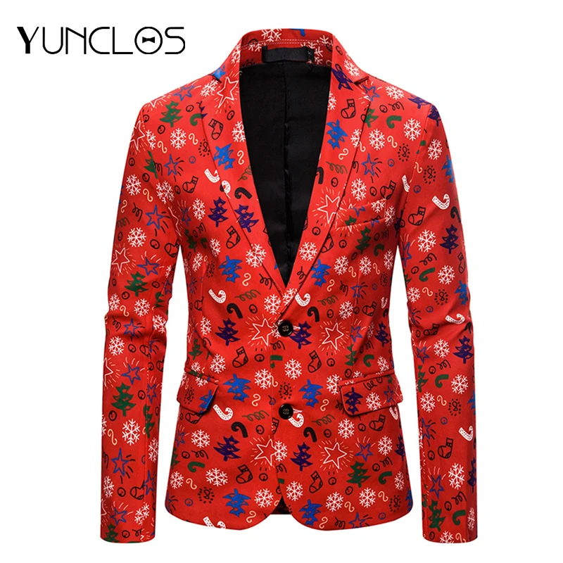 Забавные рождественские мужские костюмы блейзеры для выпускного вечера