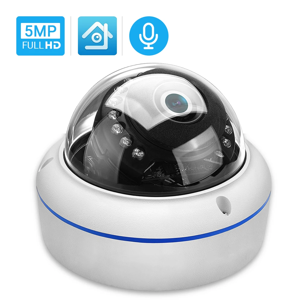 ONVIF IP камера 5MP Антивандальная Водонепроницаемая наружная купольная Внутренний