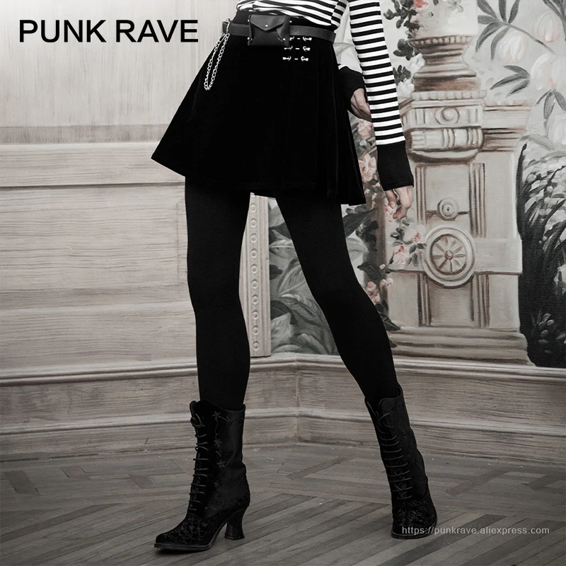 Женская плиссированная юбка с металлической пряжкой в стиле панк Рейв|Женские