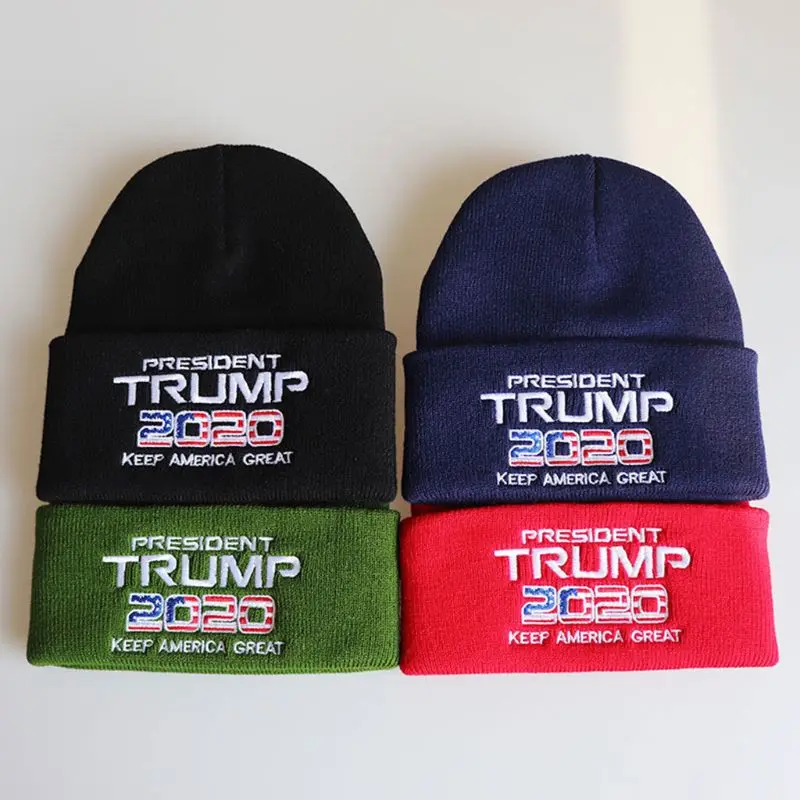 

Unisex Keep America Great Embroidered Beanie Hat 2020 President Slogan USA Flag Hip Hop Winter Cuffed Knitted Skull Cap