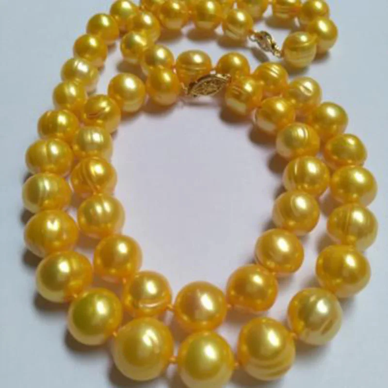 

set of 9-10mm south sea baroque gold pearl necklace 18"braclet 7.5-8"