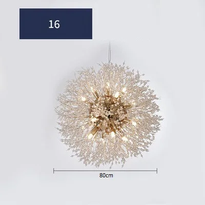 d 80cm 16 Bulb Gold LukLoy светодиодный подвесной светильник с кристаллами в скандинавском стиле, подвесной светильник для кухни, гостиной, лофт, подвесной светильник, Хрустальный подвесной светильник - Цвет корпуса: d 80cm 16 Bulb Gold