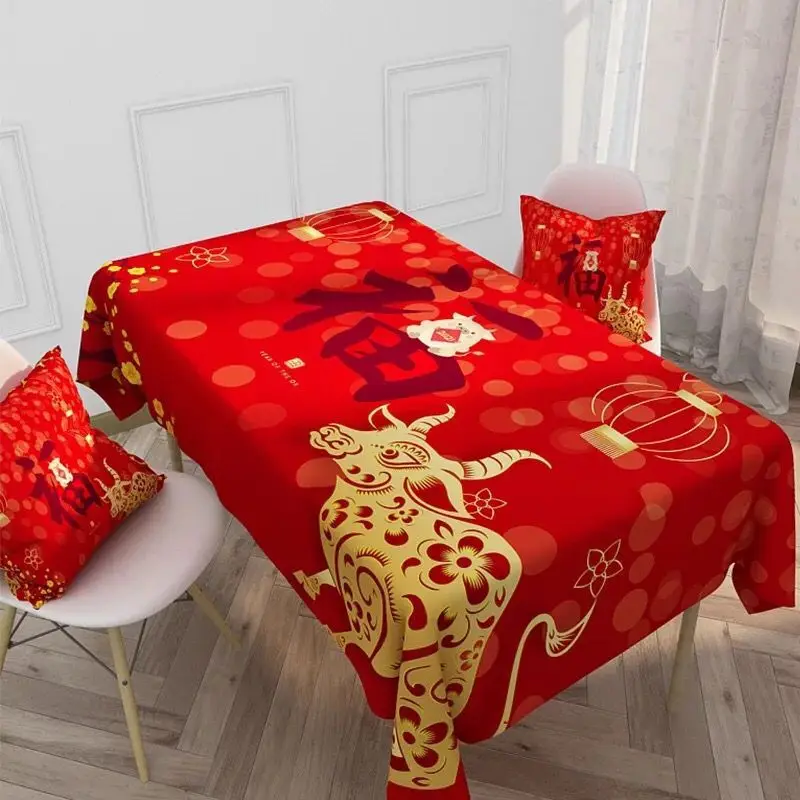 Новогодняя красная скатерть Водонепроницаемая маслостойкая Скатерть украшение