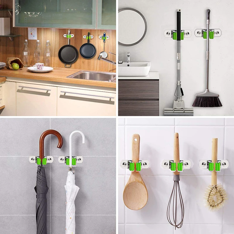 

Mop And Broom Holder Multipurpose Wall Mounted Home Tool Rack Garden organizer Garaget Free Umbrella Hook Kitchen Accessories