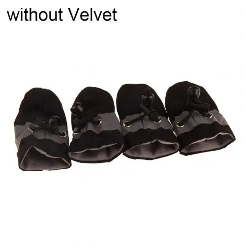 Black without Velvet Нескользящая Мягкая Водонепроницаемая Обувь для собак, щенков, носки, ботинки, покрытие для обуви, товары для домашних животных - Цвет: Black without Velvet