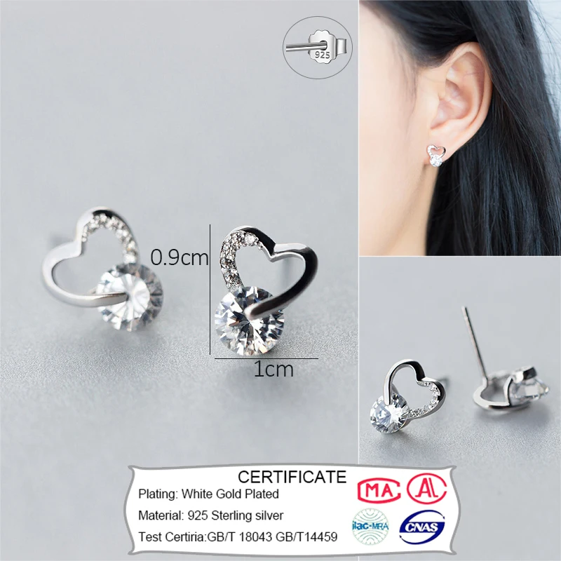 Trusta 925 пробы серебряные ювелирные изделия модные милые миниатюрные 8 мм X 7 мм полые серьги-гвоздики в форме сердца подарок для девочек, детей, леди DS514