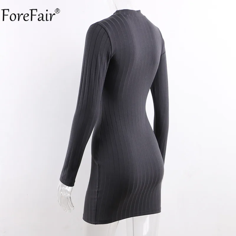 Forefair, длинный рукав, Kint, водолазка, женское мини платье, осень, зима, сексуальное, повседневное, черное, зеленое, вечерние, облегающее платье