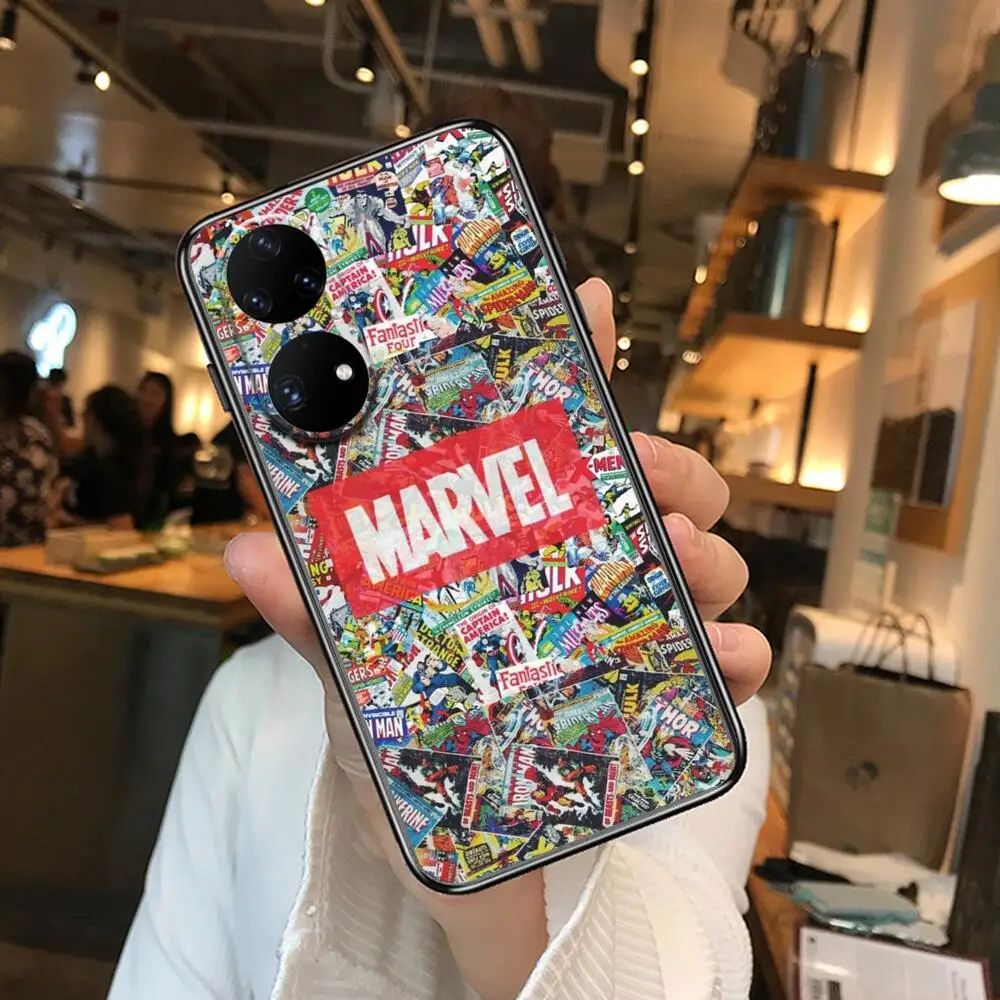 Marvel Logo Avengers Phone Case For Huawei p50 P40 p30 P20 10 9 8 Lite E Pro Plus Black Etui Coque Painting Hoesjes comic fas