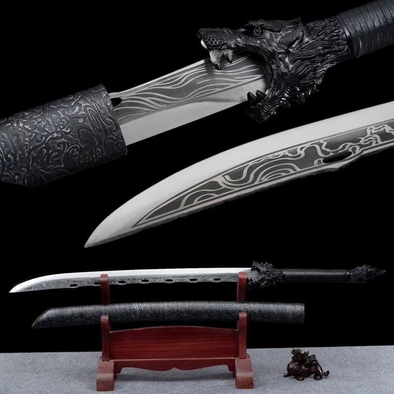 

Black Wolf Broadsword Dao Ssword Real Hand Forged Pyrograph Blade Battle Ready Kkatana Home Decor Chinese Sswords
