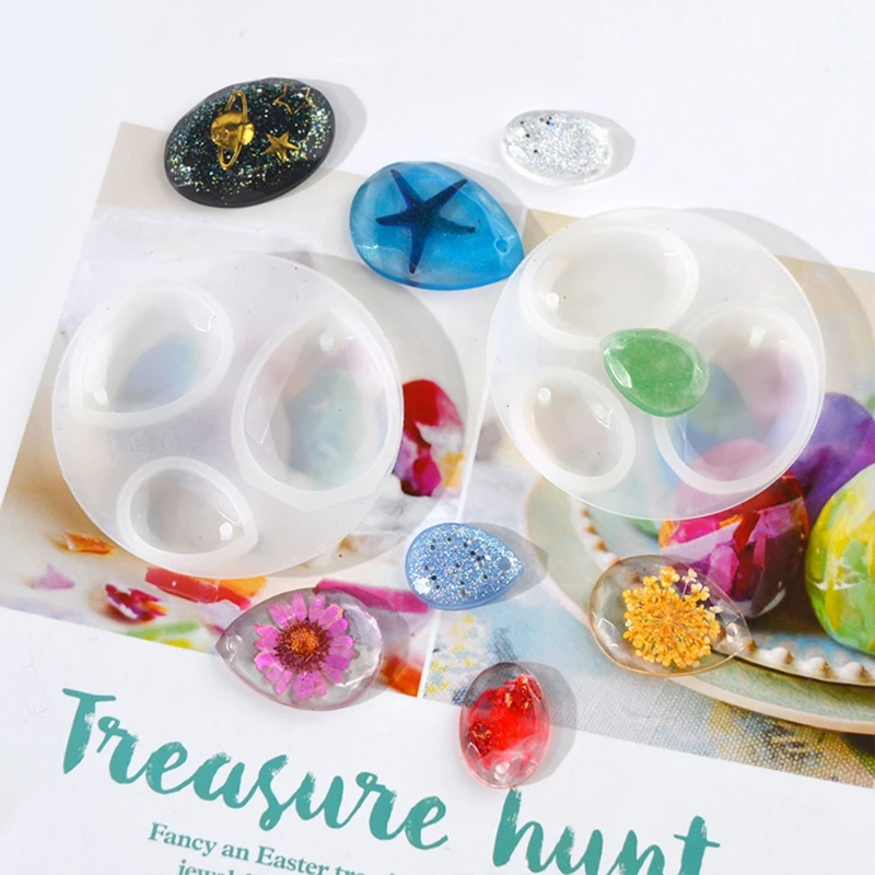 D0LC 2 шт Овальные капли воды кулон смолы формы серьги ожерелье брелок силиконовая