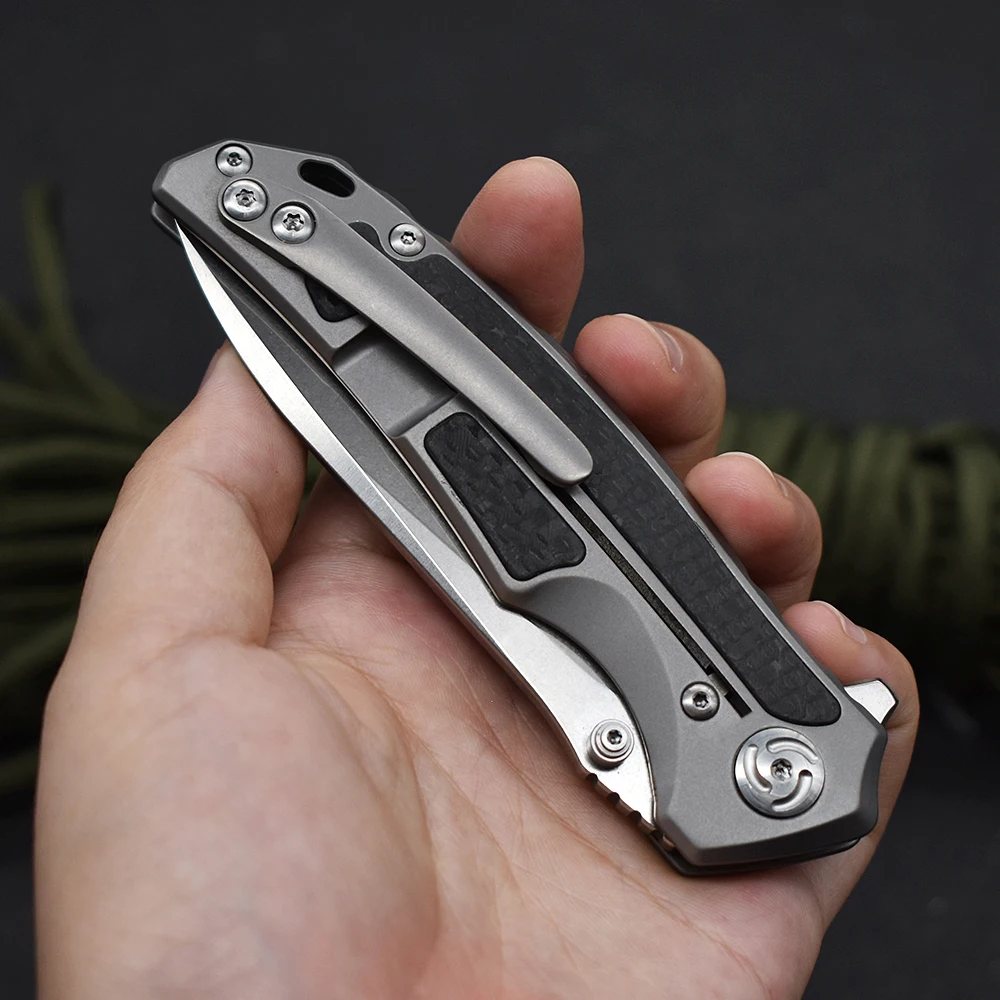 Титановая ручка из углеродного волокна M390 сталь TC4 с клипсой складной карманный