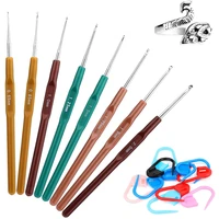 nonvor 8 sizes crochet hooks ergonomic handle crochet needles weaving tools with adjustable knitting loop ring stitch markers