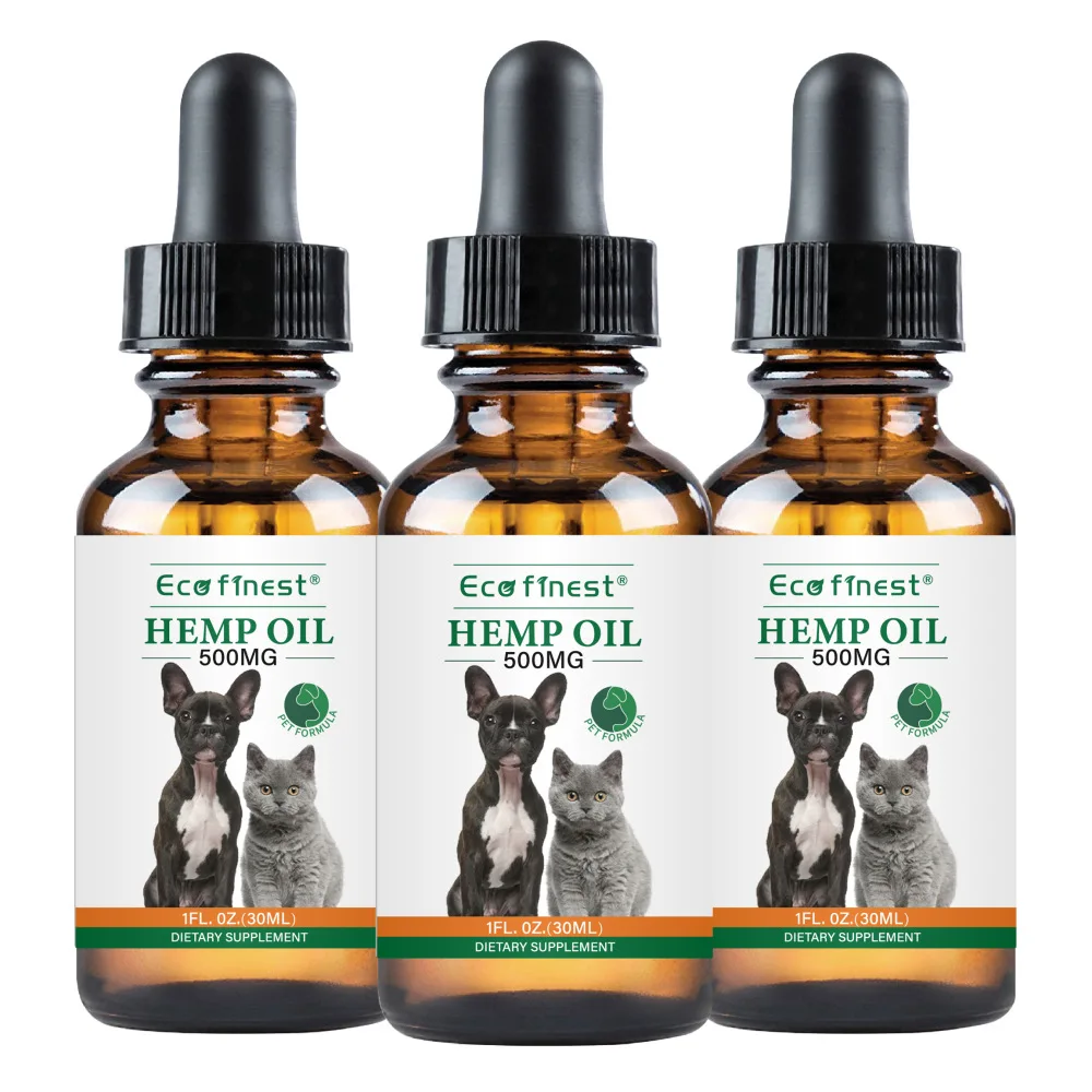 Конопляное масло для домашних животных 500 мг КБР уменьшает тревожность