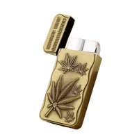 creative leaf straight into lighter portable inflatable metal lighter butane gas lighter cigarette accessories gadgets for men