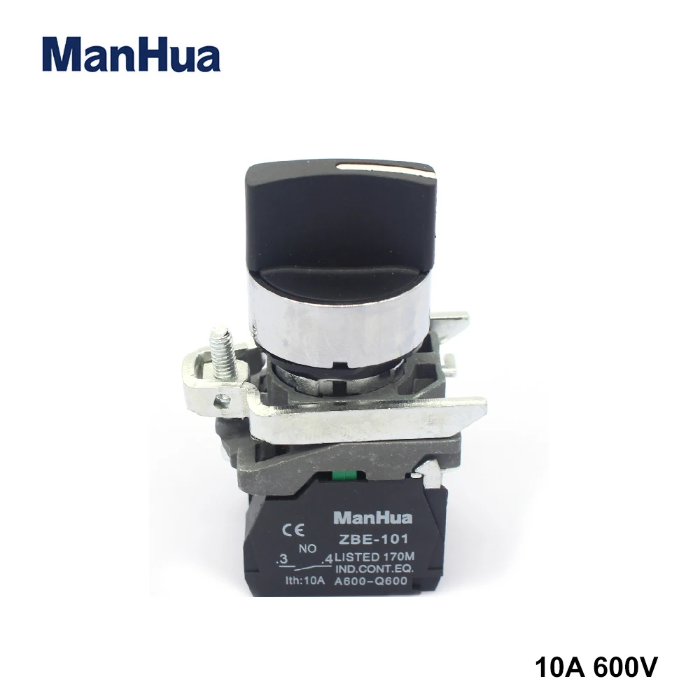

Переключатель управления ManHua XB4-BD21 220 В, 2-позиционный переключатель, стандартная кнопка выбора ручки