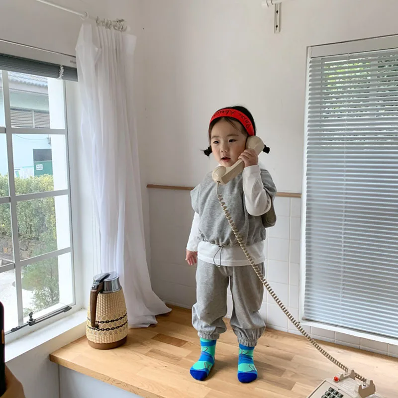 

MILANCEL 2021 Kids Clothing Set Vest Casual Boy Pants And Long Sleeve Hoodies Girl Suit