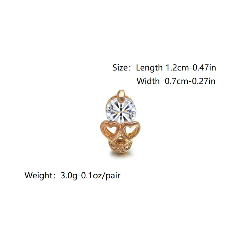 CARTER LISA Lady Brilliant Punk Crystal Gold Skull Women Earrings Jewelry Hot New Heart Eye Stud Popular | Украшения и аксессуары
