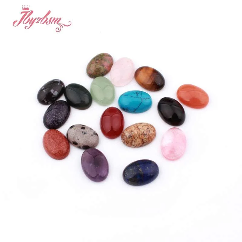 10x14mm Oval Beads CAB Cabochon Flatback Dome Undrilled Natural Stone For DIY Pandandt Earring Jewelry Making Craft 5pcs | Украшения и