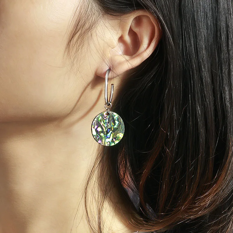 Baoyan большие золотые серьги круглые сердца натуральные в виде раковины абалона