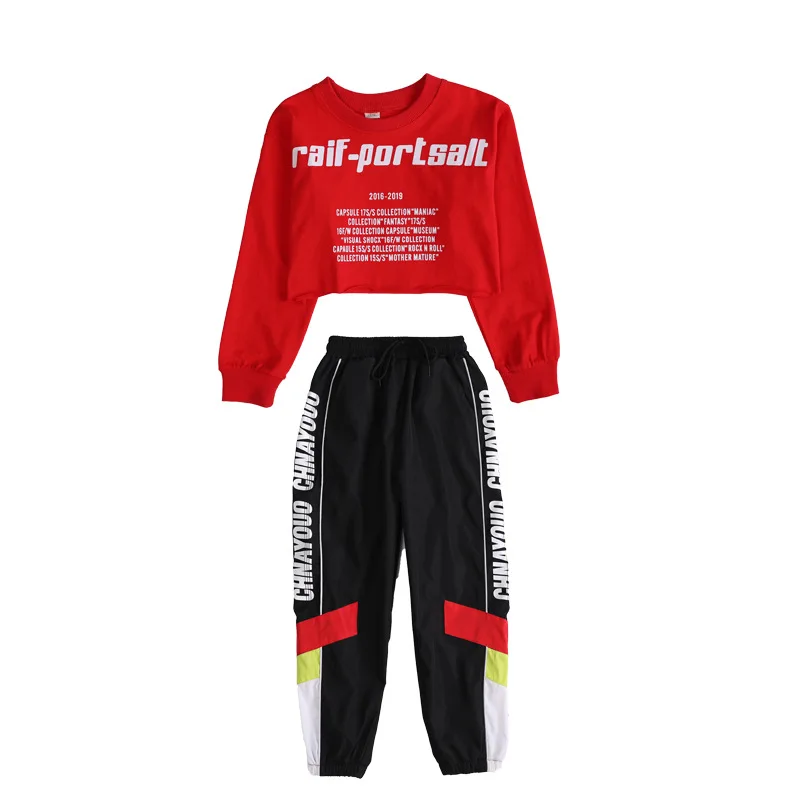 

Children Hip Hop Dancing Clothes For Girls Jazz Dance Costumes Long Sleeve Tops & Pants Kids Street Dance Clothing Stage Outfits