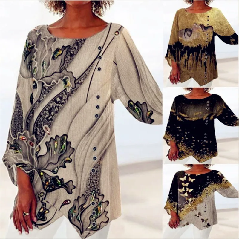 

Женская блузка с длинным рукавом, на пуговицах, с оборками