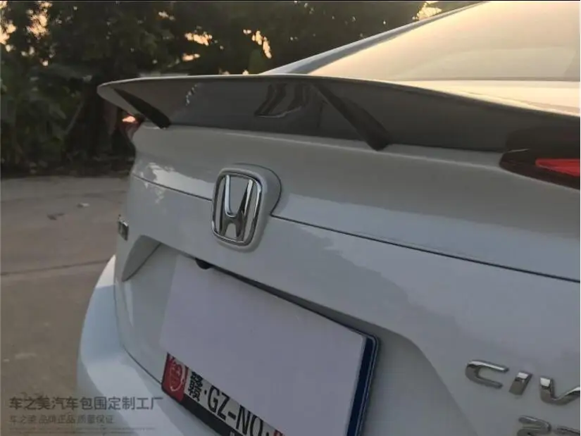 ABS Carbon fiber Car Rear Wing Trunk Lip Spoilers R style Fits For Honda Civic 4 door sedan 2016 2017 2018 | Автомобили и
