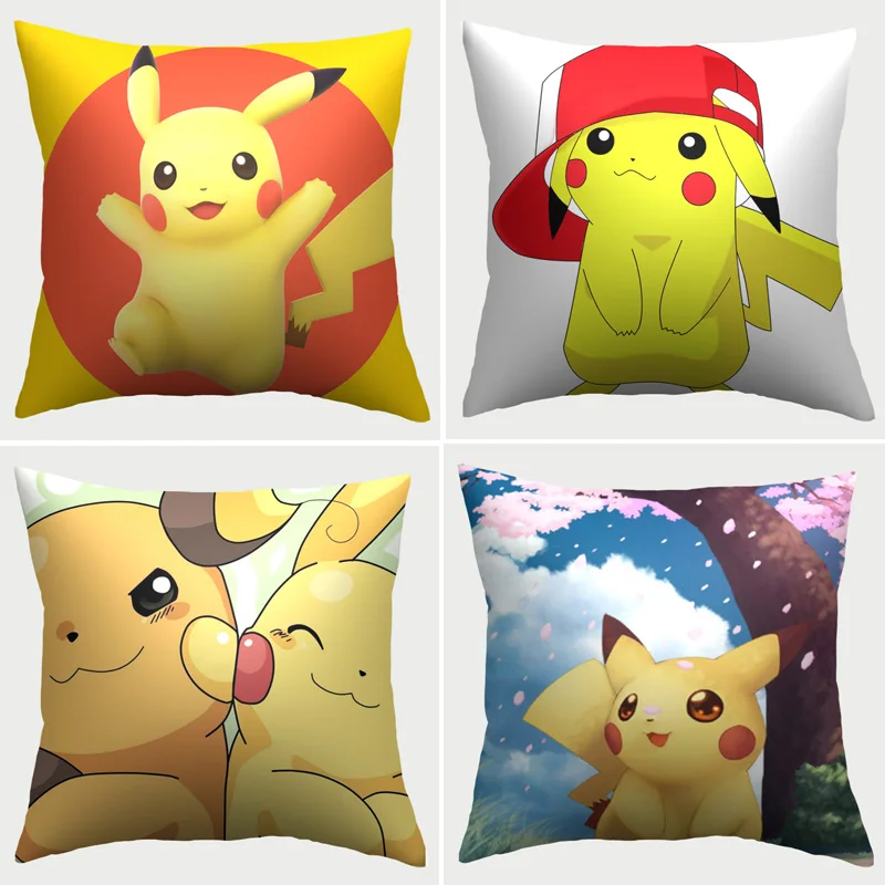 

TAKARA TOMY Cushion Cover 45x45cm Pokemon Pikachu Pillowcase Cartoon Print Pillow Cases Car Cushion Sofa Car Home Gifts