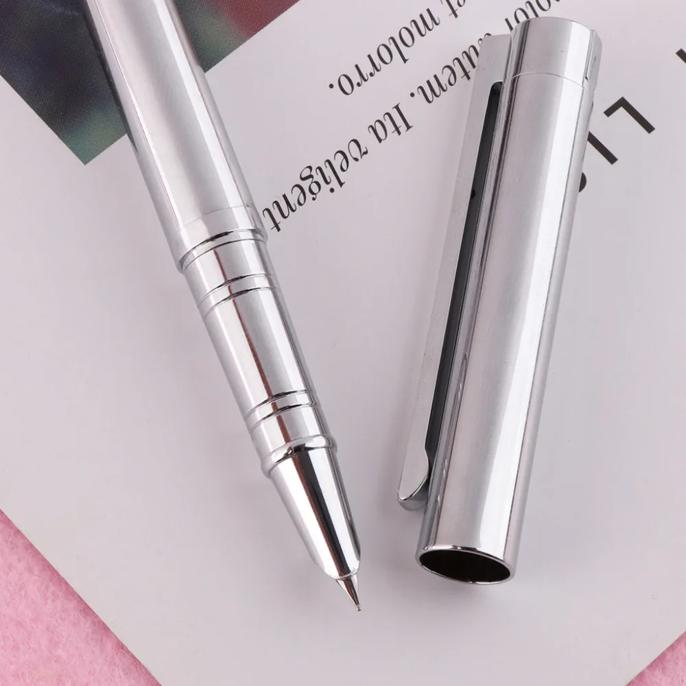 Мода Jinhao 126 Исполнительный Полный Серебряный тонкий с капюшоном перьевая ручка