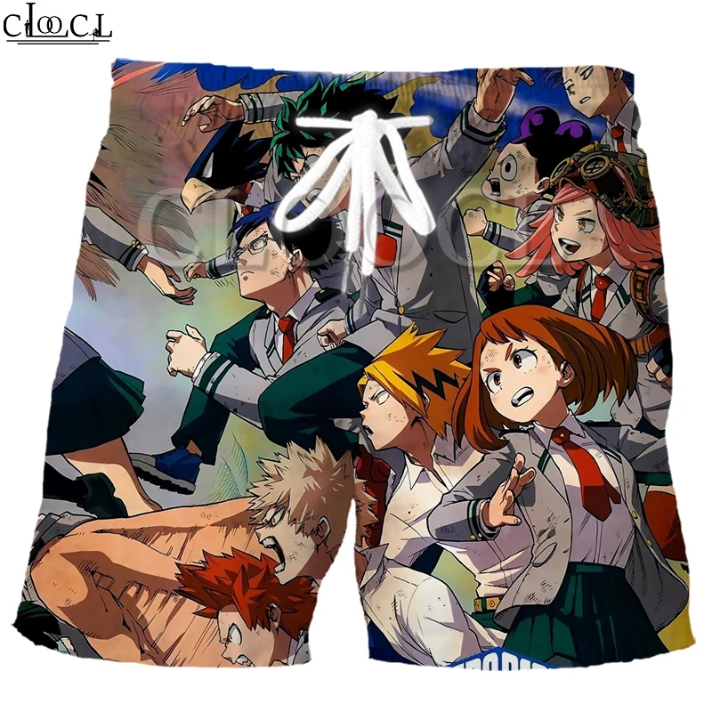 

CLOOCL Hero Academy Anime Drawstring 3D Printed Pattern Large Size Loose Elastic Summer Sports Shorts