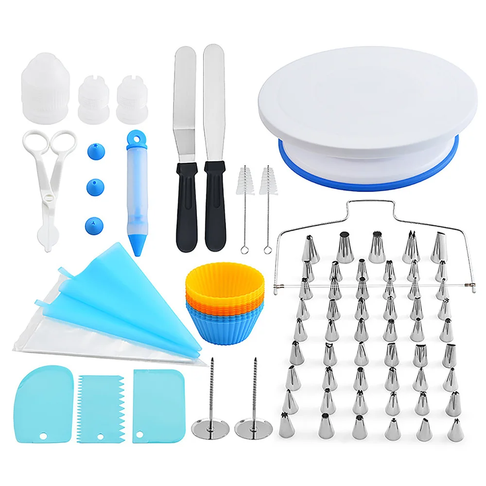 

109pcs Cake Baking Set Decorating Mouth Reusable Suit For Kitchen Stainless Steel Restaurant And Bar Baking Tools Turntable