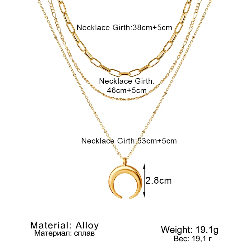 

2021 New Gold Color Moon Pendant Necklaces for Women New Bijoux Statement Necklaces Collier Fashion Jewelry Drop shipping