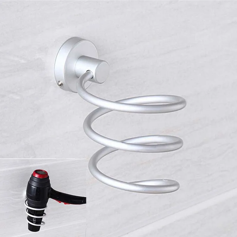 

Bathroom Wall Shelf Wall-mounted Hair Dryer Rack Storage Hairdryer Support Holder Spiral Stand Holder