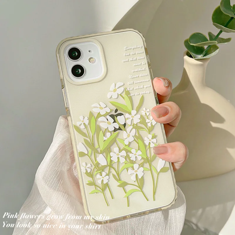 Soft silicone Flower Retro phone case high quality shockproof cover for iphone 12 11 pro max mini 8 7 plus x xr xs max capa