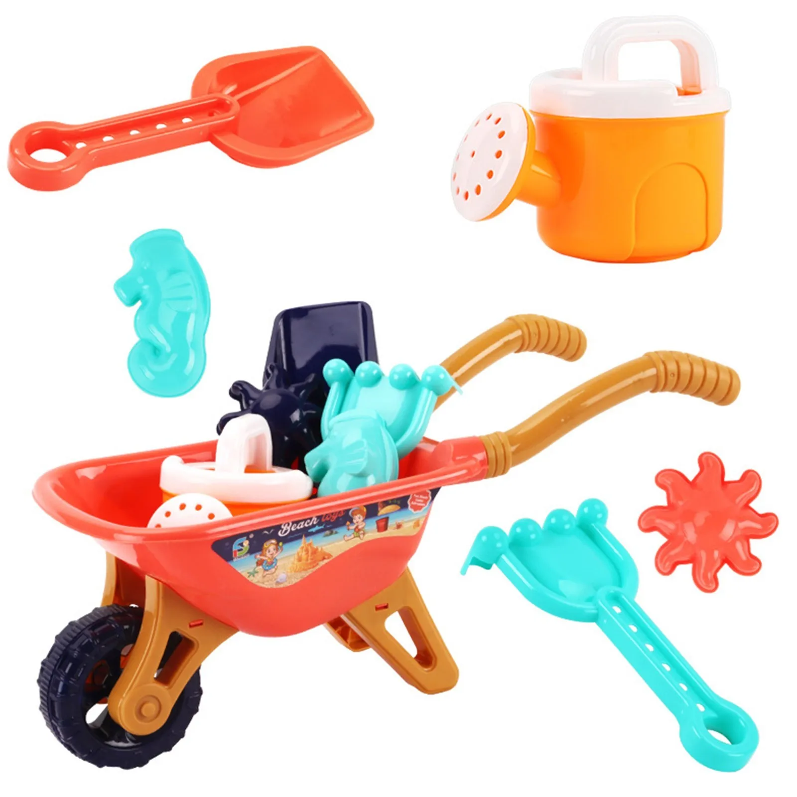 

6pcs Beach Toy Sand Set Trolley Bucket Beach Toy Sand Play Sandpit Toy Summer Outdoor Toy Educational Kids Beach Bath Best Toys