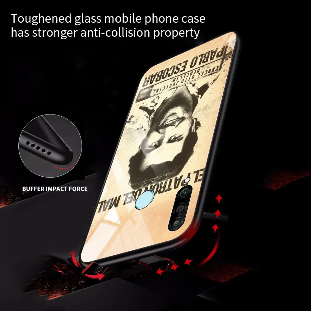 Pablo Escobar Lovely Glass Black Edge Case for Huawei P30 Lite P40Pro P20 P Smart 2019 Honor 8X 20 Y7 Cell Painted Phone Cover | Мобильные
