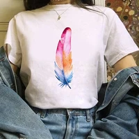 tshirts t clothes shirt womens ladies graphic female fashion tops tumblr tee feather flower printed t shirt