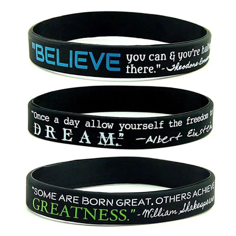 

Dream Greatness Believe Silicone Rubber Bracelets Wristband Sport Motivational