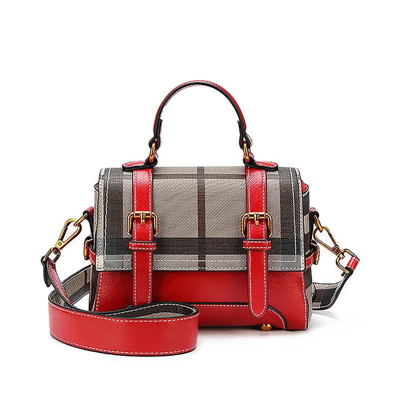 Новая классическая маленькая квадратная сумка в клетку с широкими лямками часто