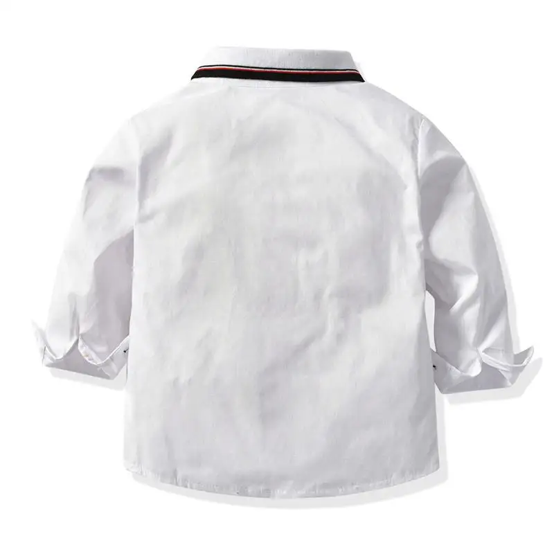 Рубашки для мальчиков блузка малышей Модный белый Хлопковый пуловер с длинными